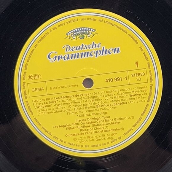 Placido Domingo French Opera Arias Vinyl Deutsche Grammophon Signature 410 991-1 - Picture 3 of 6